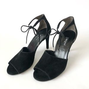 Paul Green Liza Black Suede Ankle Strap Heeled Sandals Size 4/6.5 US